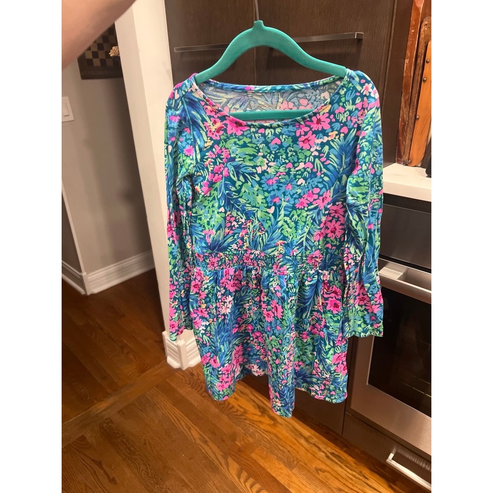 Lilly Pulitzer Girls Mylah Mini Dress Smocked Printed Cotton medium 6-7 nwot
